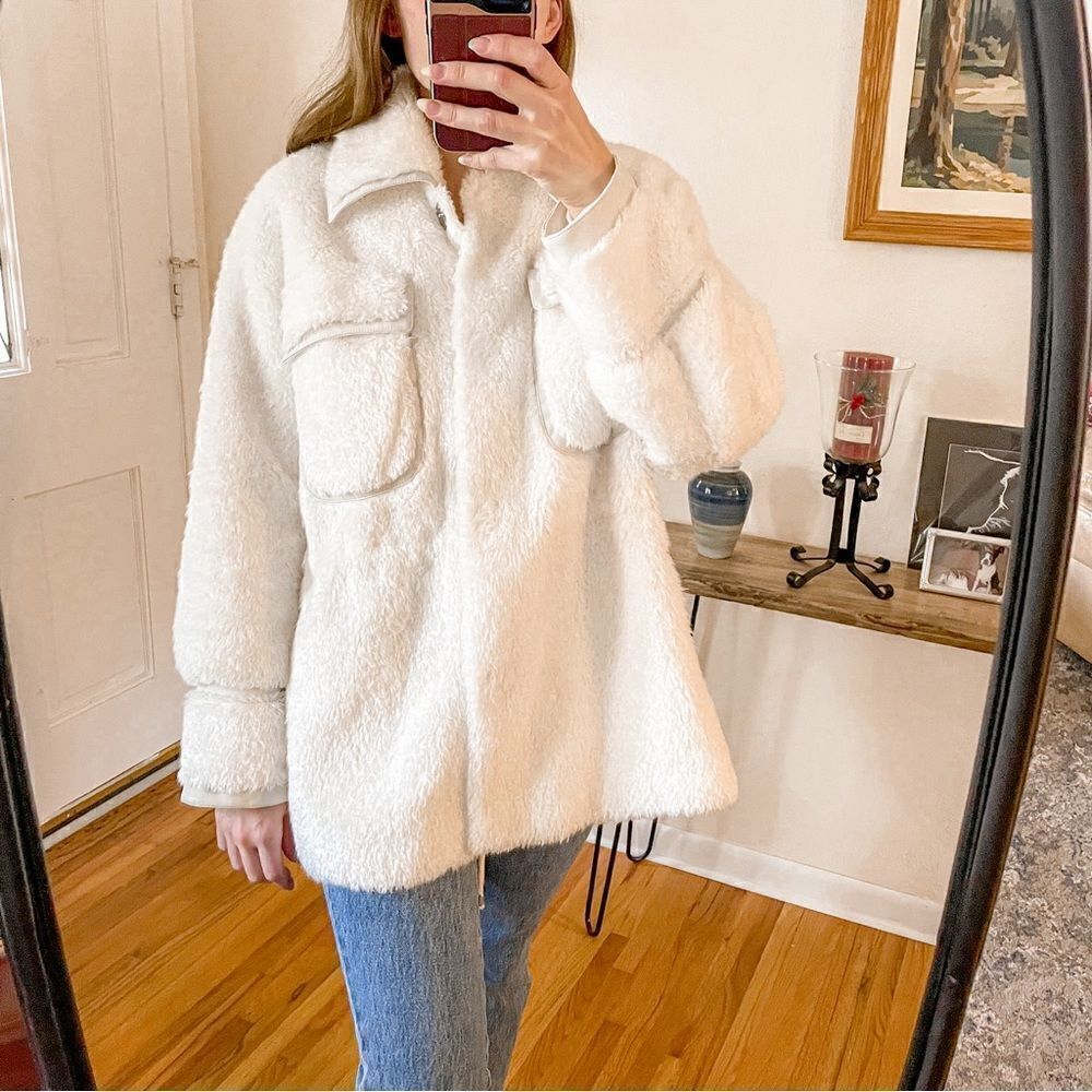 Anthropologie Maeve Cinched Waist Faux Fur Jacket